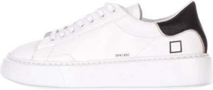 D.a.t.e. Witte Leren Sneakers met Zwarte Hieleninzet White Dames