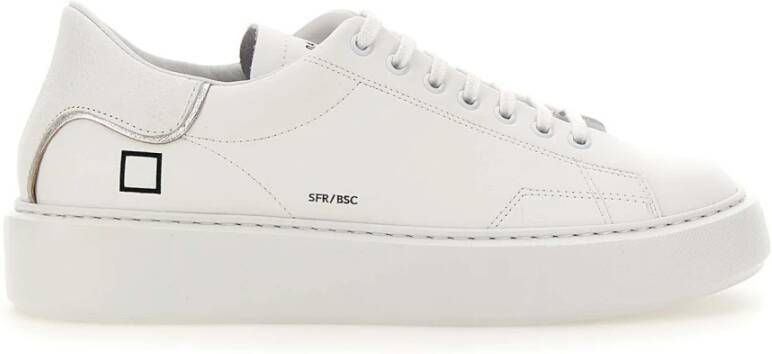 D.a.t.e. Witte Leren Sneakers met Zilveren Hiel Inzetstuk White Dames