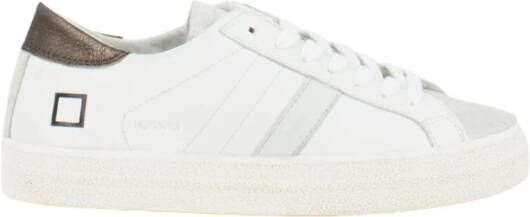 D.a.t.e. Witte Leren Sneakers met Zilveren Laminaat White Dames