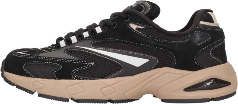 D.a.t.e. Zwarte Mesh Sneaker met Contrasterend Logo Zwart Heren