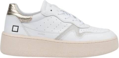 D.a.t.e. Witte Leren Sneakers met Ventilatiegaten en Luxe Gouden Hiel White Dames