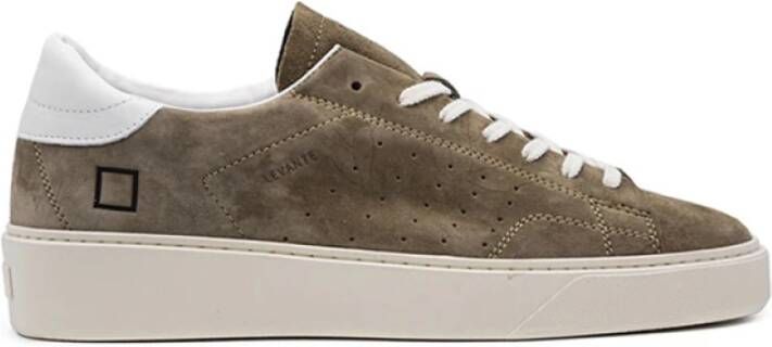 D.a.t.e. Groene Nubuck Sneakers met Wit Leren Inzetstuk Green Heren