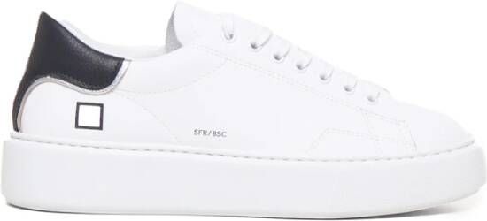 D.a.t.e. Witte Leren Sneakers met Zwarte Hieleninzet White Dames