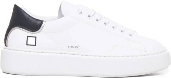 D.a.t.e. Witte Leren Sneakers met Zwarte Hieleninzet White Dames