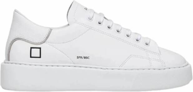 D.a.t.e. Witte Leren Sneakers met Zilveren Hiel Inzetstuk White Dames