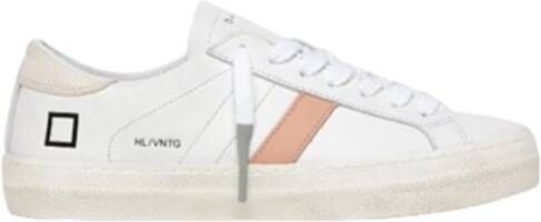 D.a.t.e. Leren Sneakers Ronde Neus Katoenen Veters White Dames