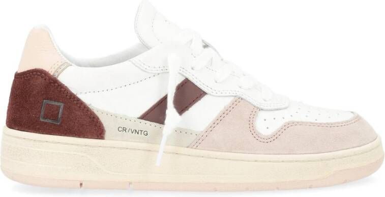 D.a.t.e. Vintage Calf White-Pink Court Sneakers Multicolor Dames