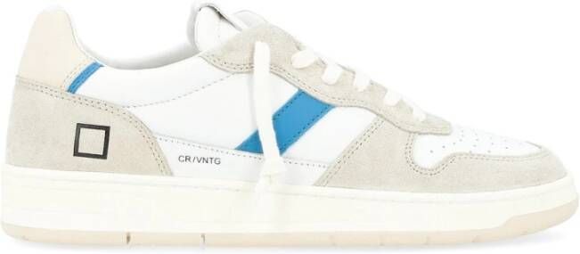 D.a.t.e. Vintage Court Wit Blauwe Sneakers