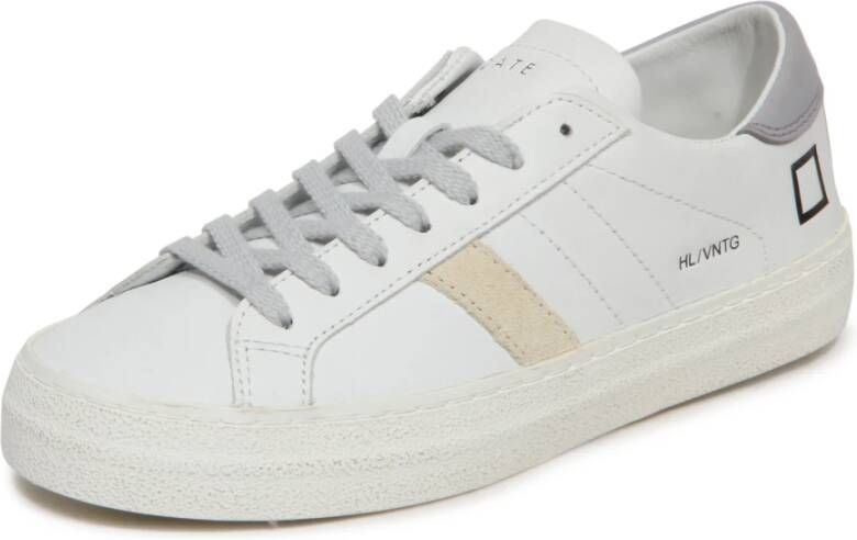 D.a.t.e. Vintage Wit-Lila Lage Sneakers