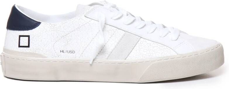 D.a.t.e. Wit Blauw Leren Sneakers Bandzool White Heren