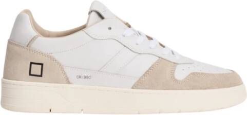 D.a.t.e. Witte Court Sneakers met Beige Suède