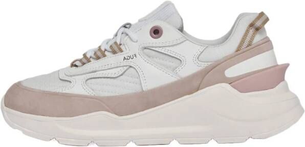 D.a.t.e. Witte Date Sneakers met Leren en Beige Nubuck Inzetstukken Wit Dames