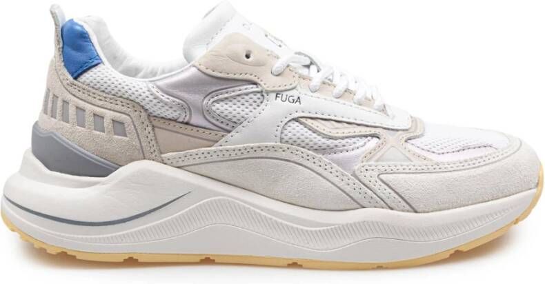 D.a.t.e. Witte en blauwe hardloopsneakers