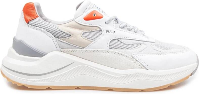 D.a.t.e. Witte en koraalsportsneakers