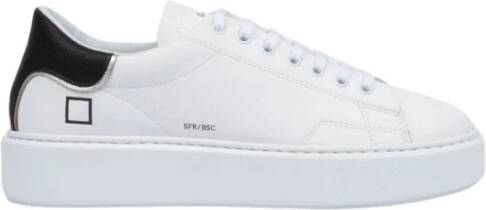 D.a.t.e. Witte Leren Sneakers met Zwarte Hieleninzet White Dames