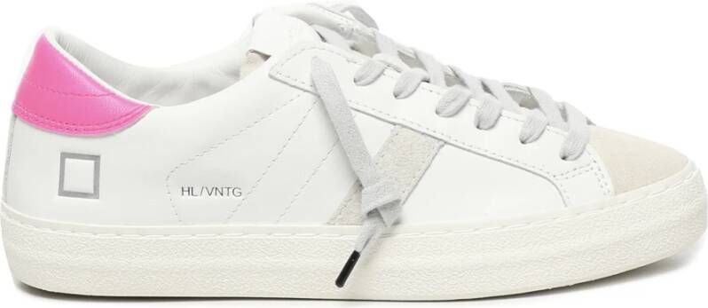 D.a.t.e. Witte Fuchsia Sneakers met Suède Details