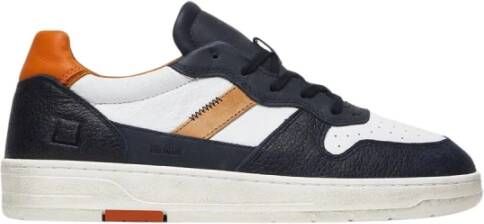 D.a.t.e. Witte leren lage sneaker blauwe accenten Multicolor Heren