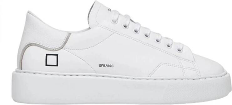 D.a.t.e. Witte Leren Sneakers met Zilveren Hiel Inzetstuk White Dames