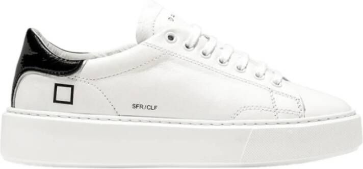 D.a.t.e. Witte leren sneakers met contrasterende kleur op de hiel White Dames