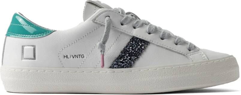 D.a.t.e. Witte leren sneakers met glitterdetail