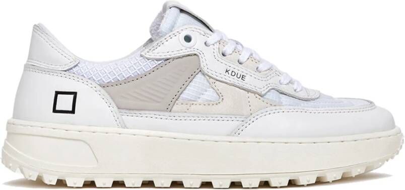 D.a.t.e. Witte Leren Sneakers met Grijze Details White Dames