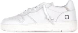 D.a.t.e. Witte leren sneakers met logo