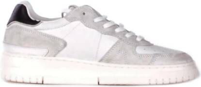 D.a.t.e. Witte leren sneakers met suède details