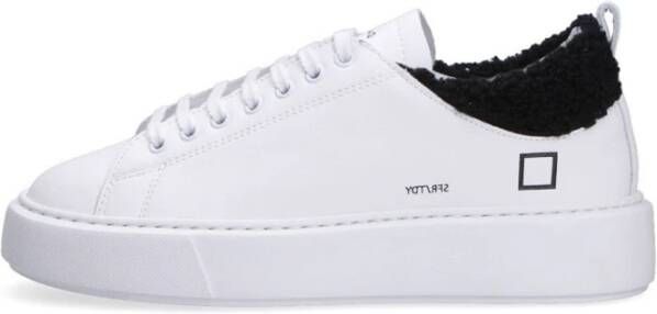 D.a.t.e. Witte Leren Sneakers met Teddy Stof Inzet White Dames