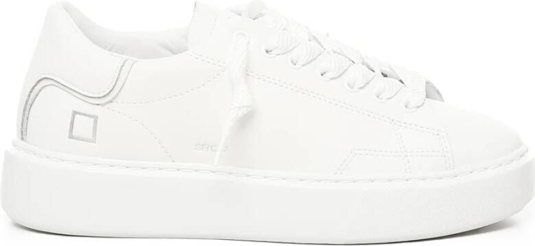 D.a.t.e. Witte Calf Sneaker met Zilveren Details