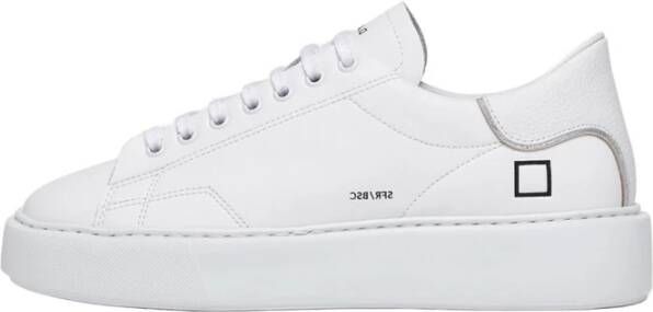 D.a.t.e. Witte Leren Sneakers met Zilveren Hiel Inzetstuk Wit Dames