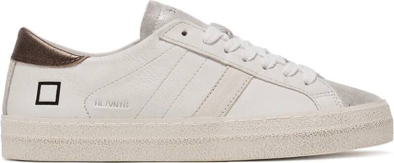 D.a.t.e. Witte Leren Sneakers met Zilveren Laminaat White Dames
