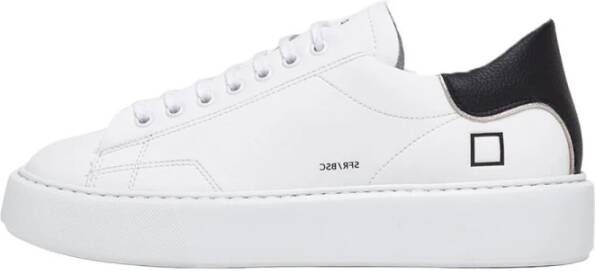 D.a.t.e. Witte Leren Sneakers met Zwarte Hieleninzet White Dames