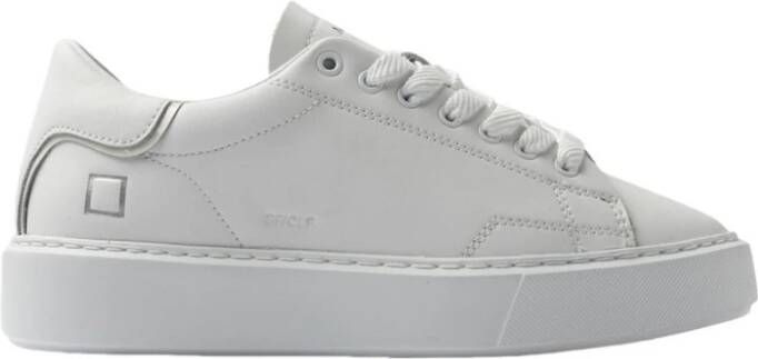 D.a.t.e. Witte Calf Sneaker met Zilveren Details