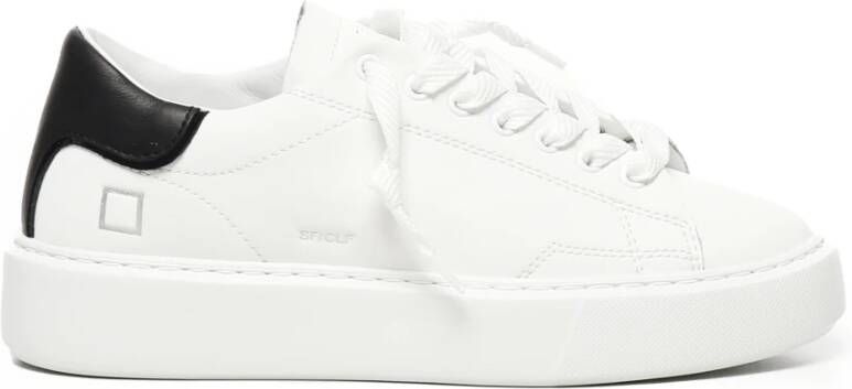 D.a.t.e. Witte Leren Sneakers Vetersluiting