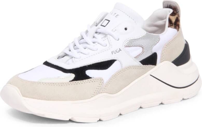 D.a.t.e. Stijlvolle Witte Luipaard Nylon Sneakers Multicolor Dames