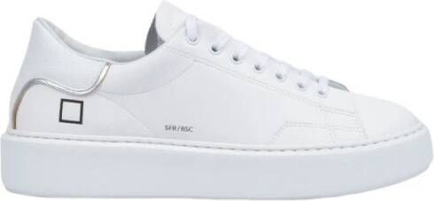 D.a.t.e. Witte Leren Sneakers met Zilveren Hiel Inzetstuk White Dames