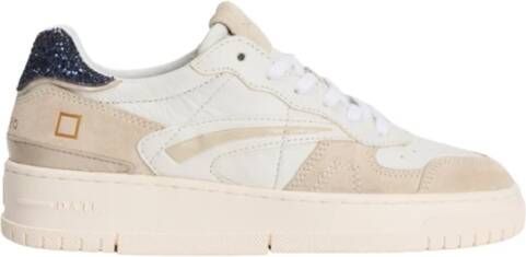 D.a.t.e. Witte Sneakers met Beige en Zwarte Details