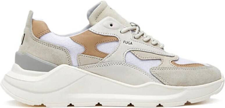 D.a.t.e. Witte Sneakers met Beige Leren Details Multicolor Heren