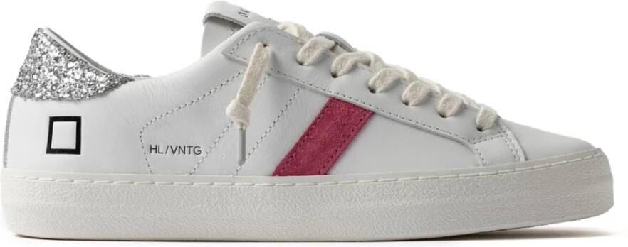 D.a.t.e. Witte Sneakers met Fuchsia Band