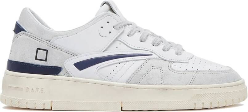 D.a.t.e. Witte Leren Platte Schoenen Geperforeerde Neus White Heren