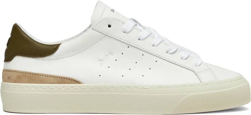D.a.t.e. Witte Sneakers met Militair Groene Details