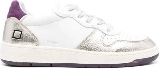 D.a.t.e. Witte en platina sneakers met paars suède White Dames