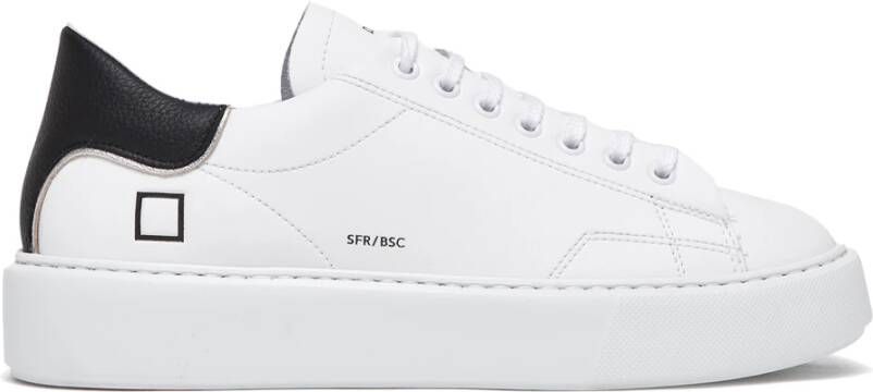 D.a.t.e. Witte Leren Sneakers met Zwarte Hieleninzet White Dames