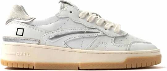 D.a.t.e. Witte Suède Sneakers met Leren Label