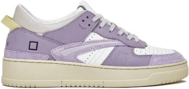 D.a.t.e. Witte vetersneakers met leren details