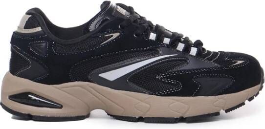 D.a.t.e. Zwarte Mesh Sneaker met Contrasterend Logo Zwart Heren