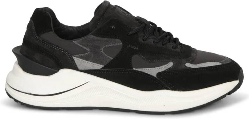 D.a.t.e. Zwarte Leren en Nylon Sneaker Fuga Natural Black Dames