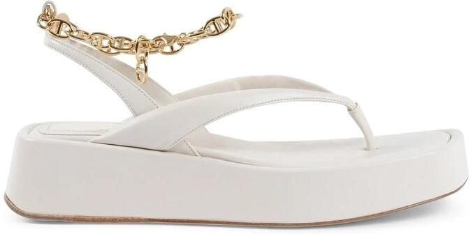 Dee Ocleppo Gouden Ketting Teenslipper Plateau Sandalen Beige Dames