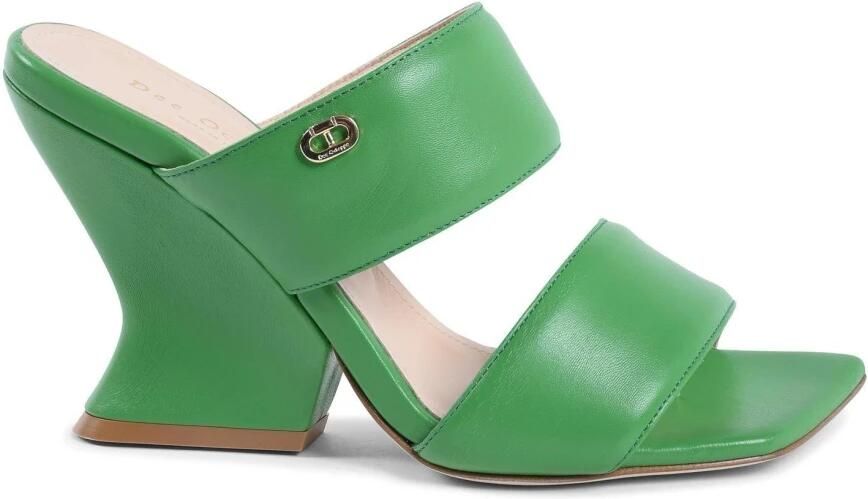 Dee Ocleppo Groene Leren Sleehak Sandalen
