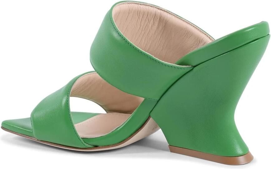 Dee Ocleppo Groene Leren Sleehak Sandalen